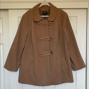 Style & co. Tan Button Up Coat Peter Pan Collar Women's 24